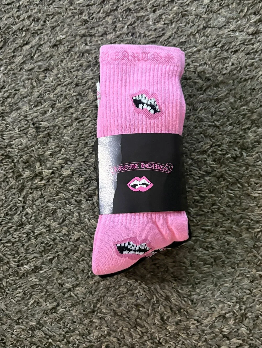 Chrome Hearts Matty Boy Chomper Socks 'Pink/White/Black'